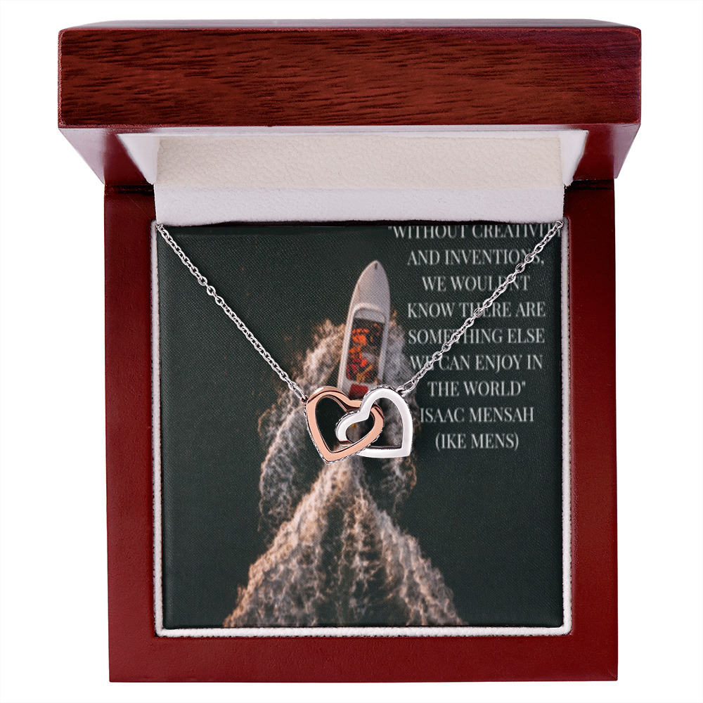 IKE MENS QUOTE INTERLOCKING HEART'S NECKLACE L