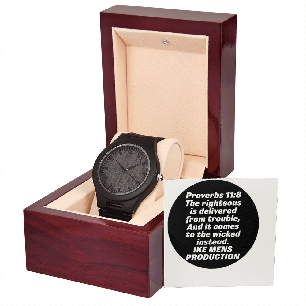 WOODEN WATCH WITH PROVERBS