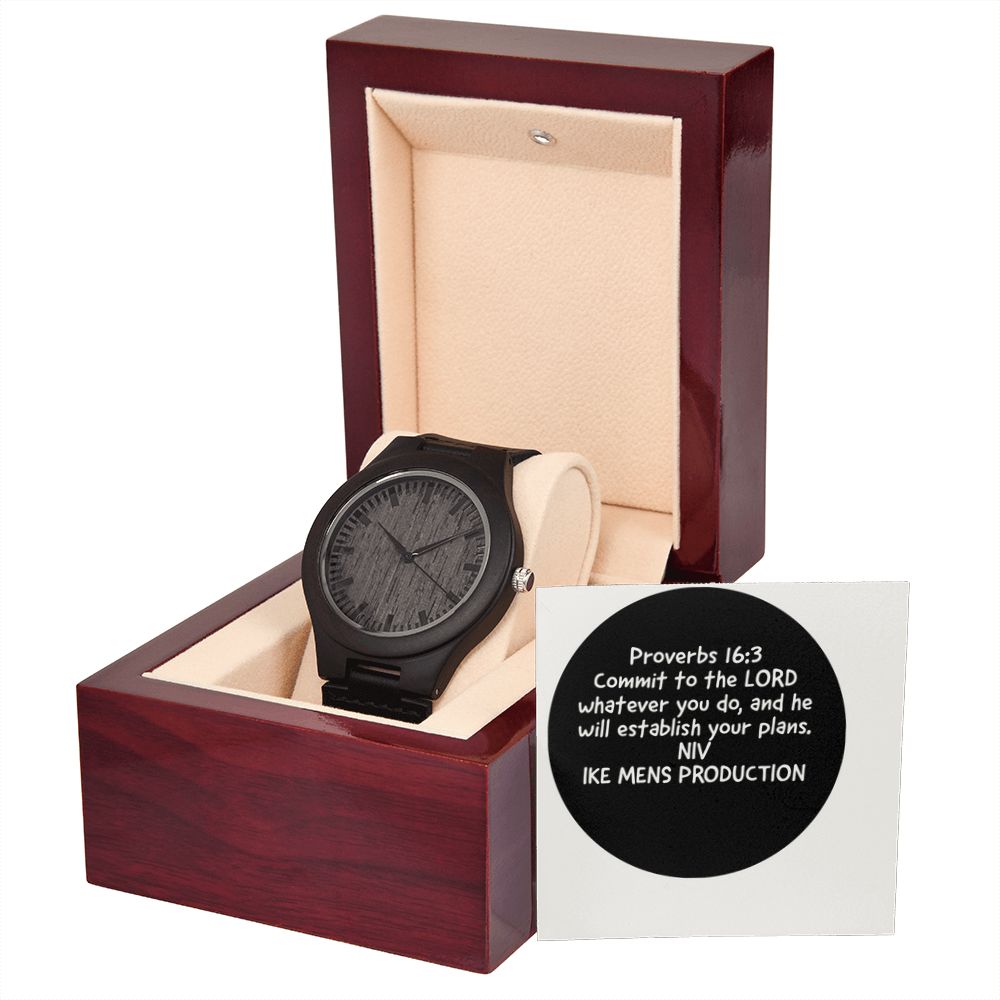 WOODEN WATCH WITH PROVERBS