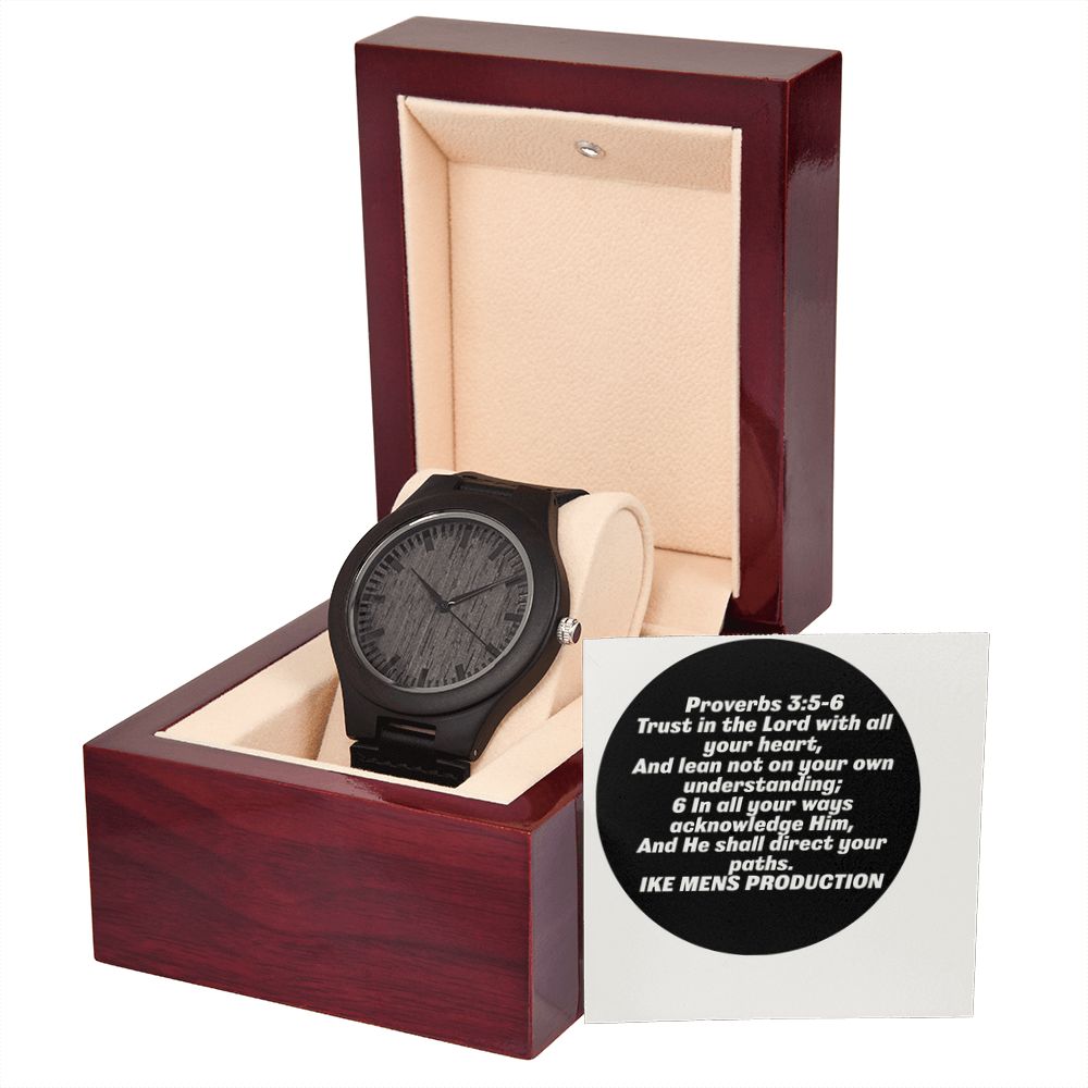 WOODEN WATCH WITH PROVERBS