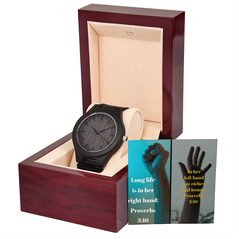 IKE MENS SCRIPTURE COLLAGE WOODEN WATCH