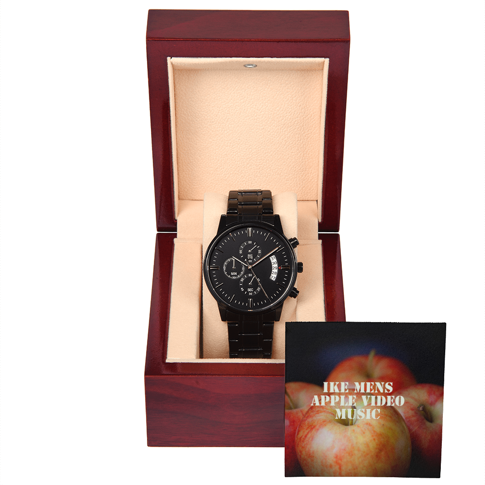 IKE MENS APPLE VIDEO MUSIC BLACK CHRONOGRAPH WATCH