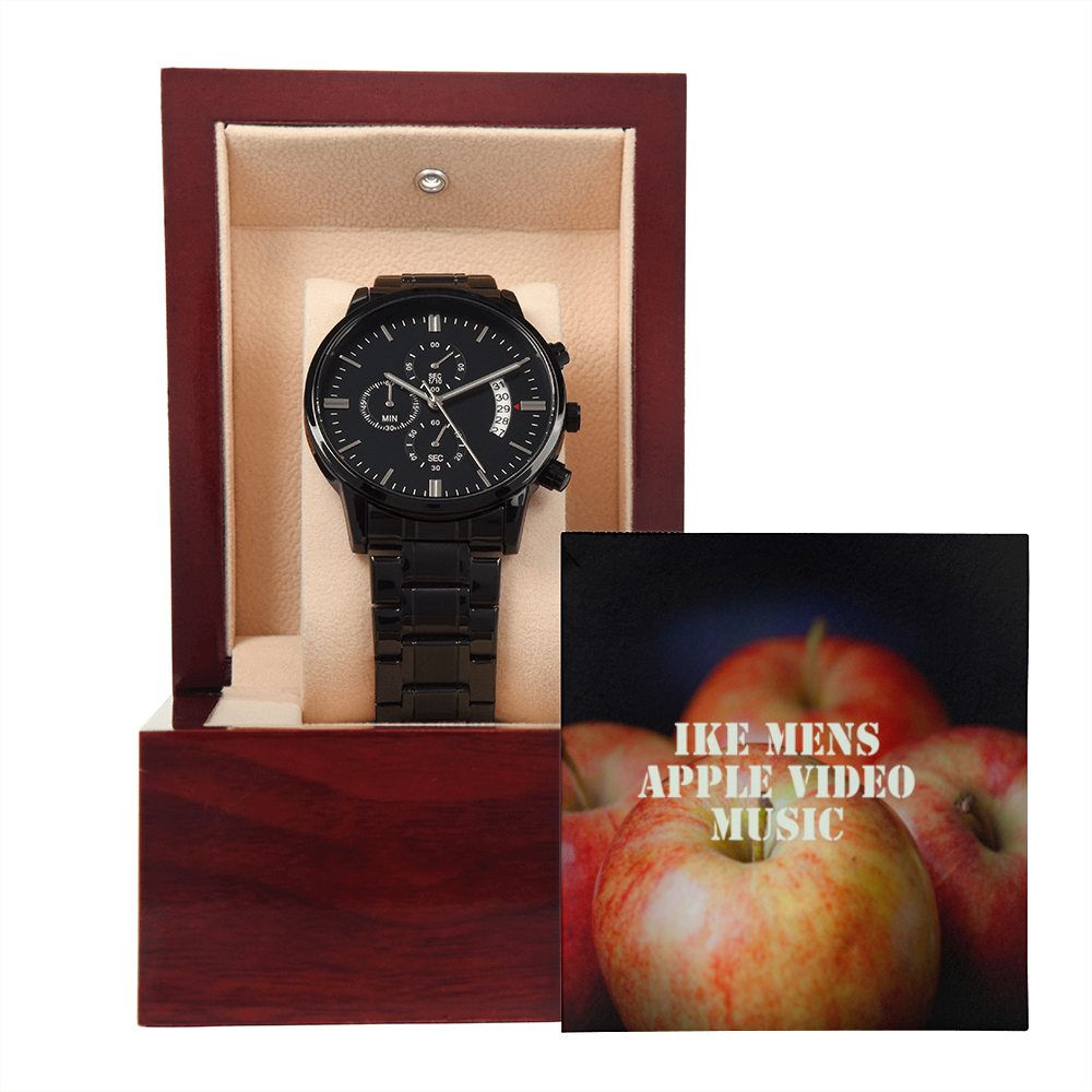 IKE MENS APPLE VIDEO MUSIC BLACK CHRONOGRAPH WATCH