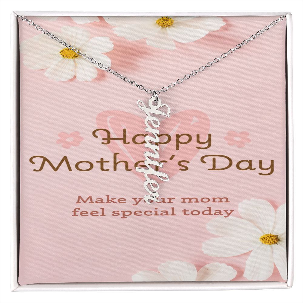 Happy Mother's Day Vertical Name Necklace