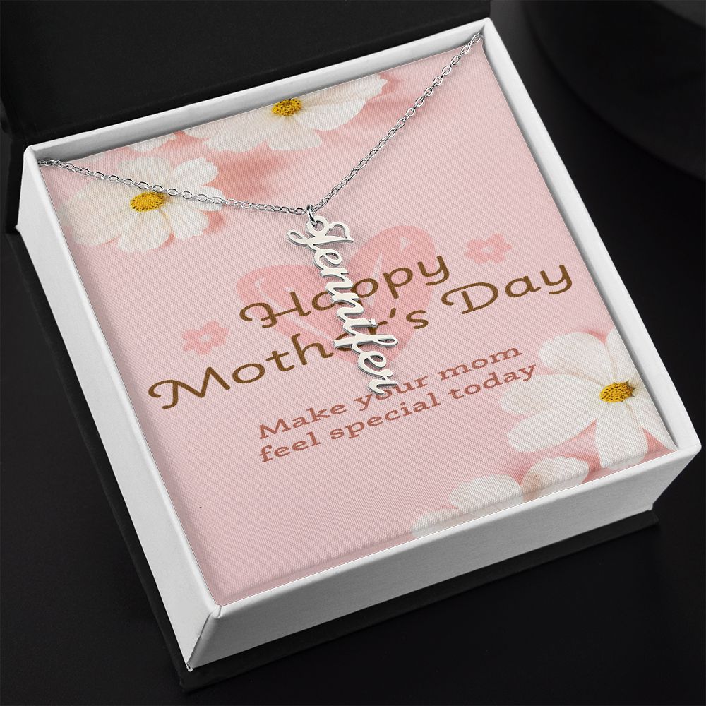 Happy Mother's Day Vertical Name Necklace
