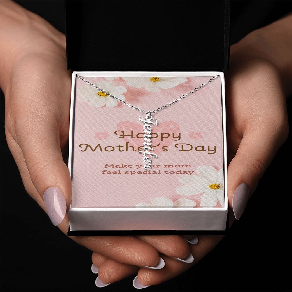 Happy Mother's Day Vertical Name Necklace