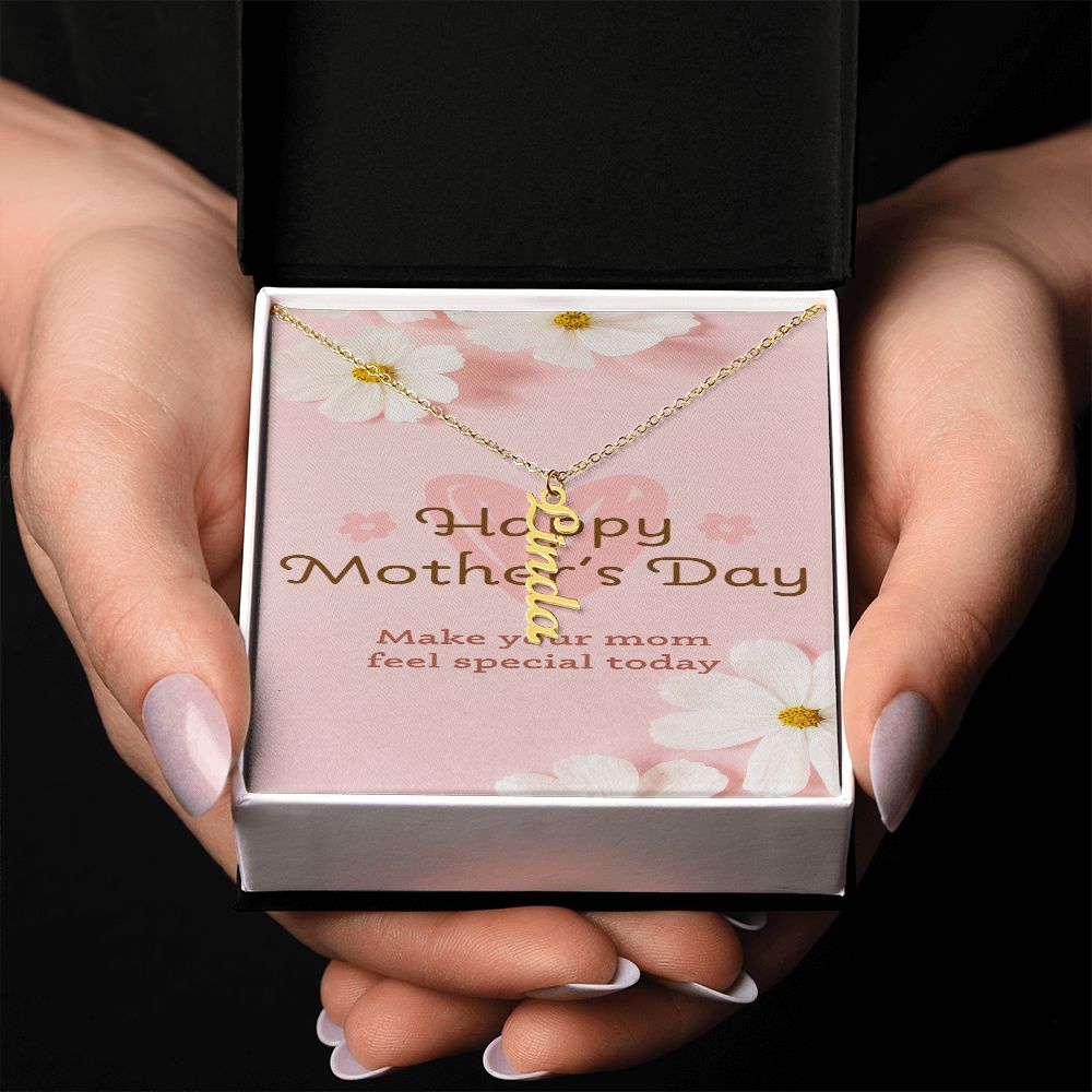 Happy Mother's Day Vertical Name Necklace