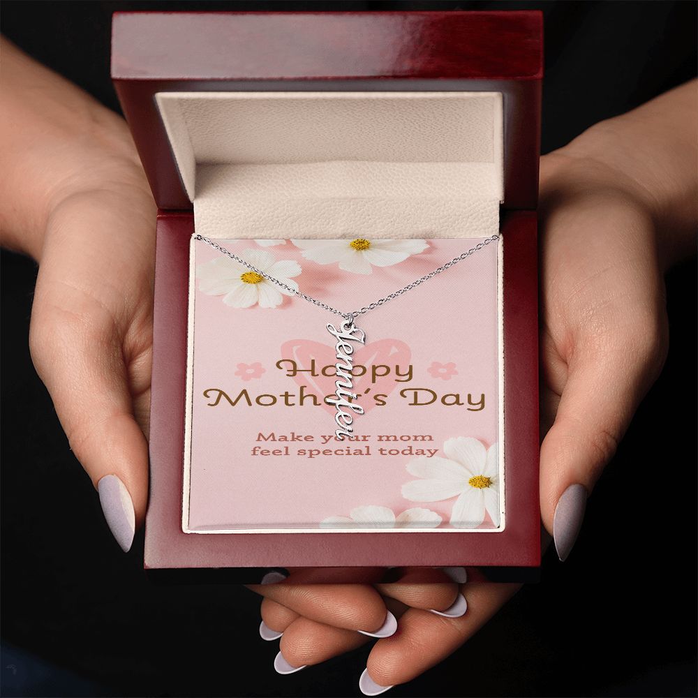 Happy Mother's Day Vertical Name Necklace