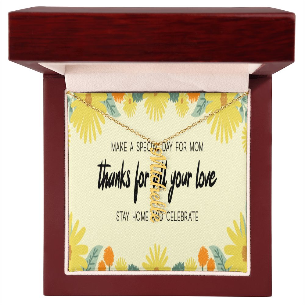 Happy Mother's Day Vertical Name Necklace