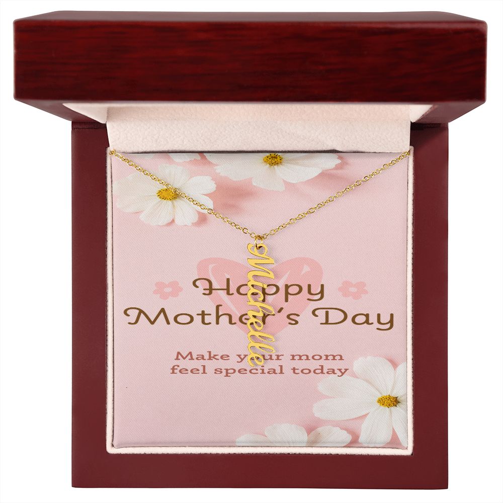 Happy Mother's Day Vertical Name Necklace