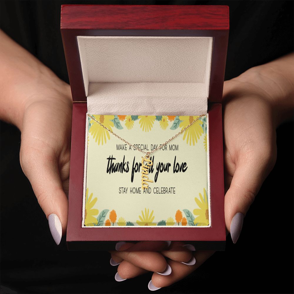 Happy Mother's Day Vertical Name Necklace