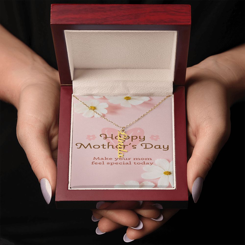 Happy Mother's Day Vertical Name Necklace
