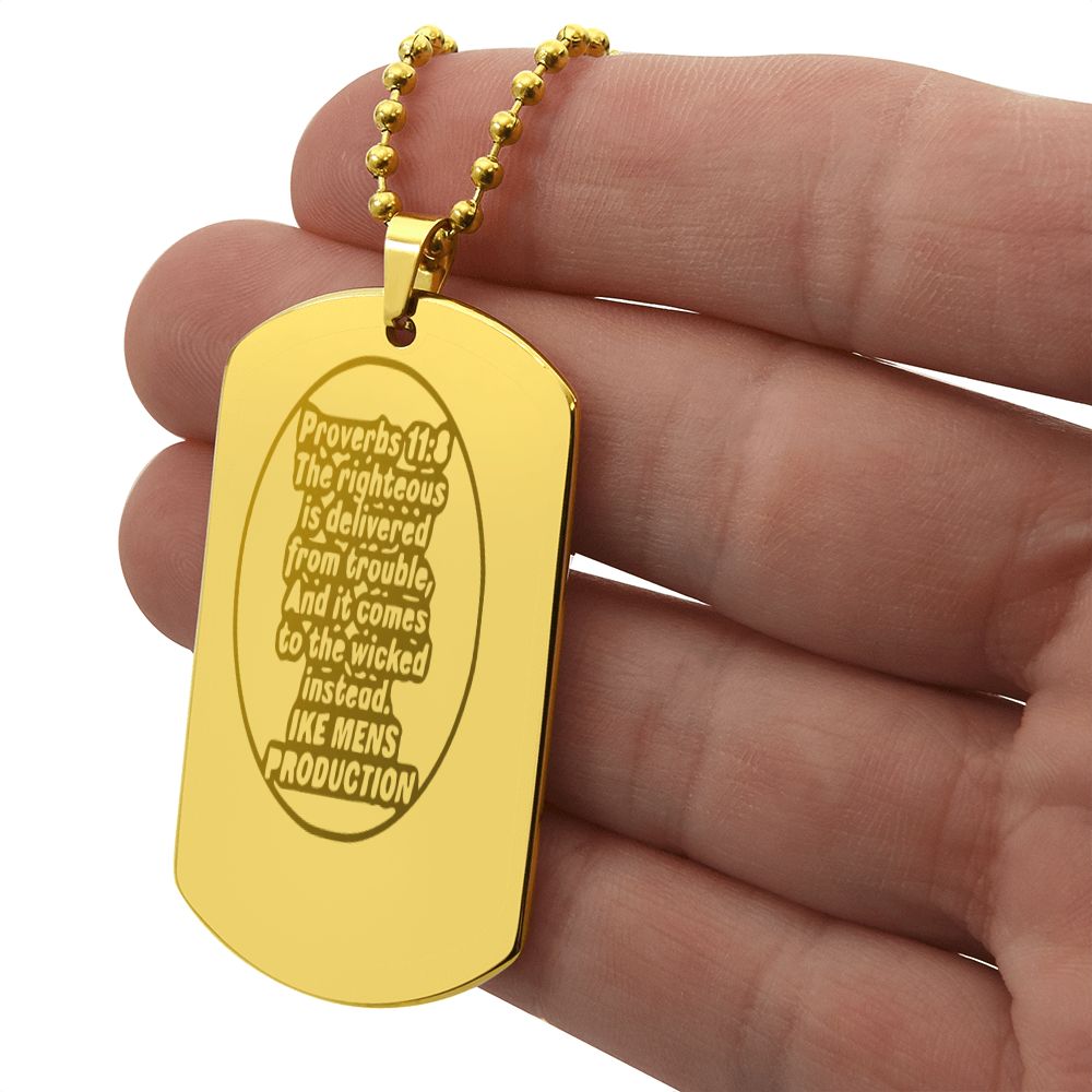 PROVERBS ENGRAVED DOG TAG NECKLACE