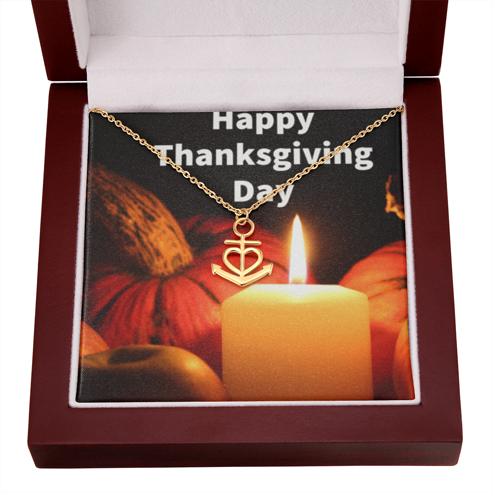 Happy Thanksgiving Day Anchor Necklace