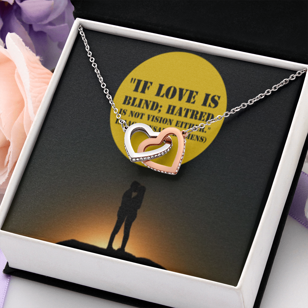 IKE MENS QUOTE INTERLOCKING HEARTS NECKLACE