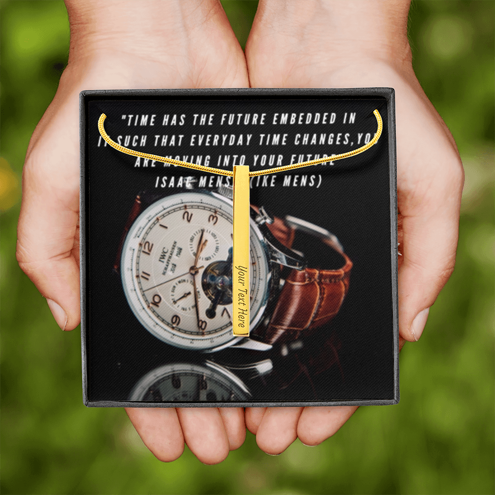 IKE MENS QUOTE 2SIDED VERTICAL STICK NECKLACE