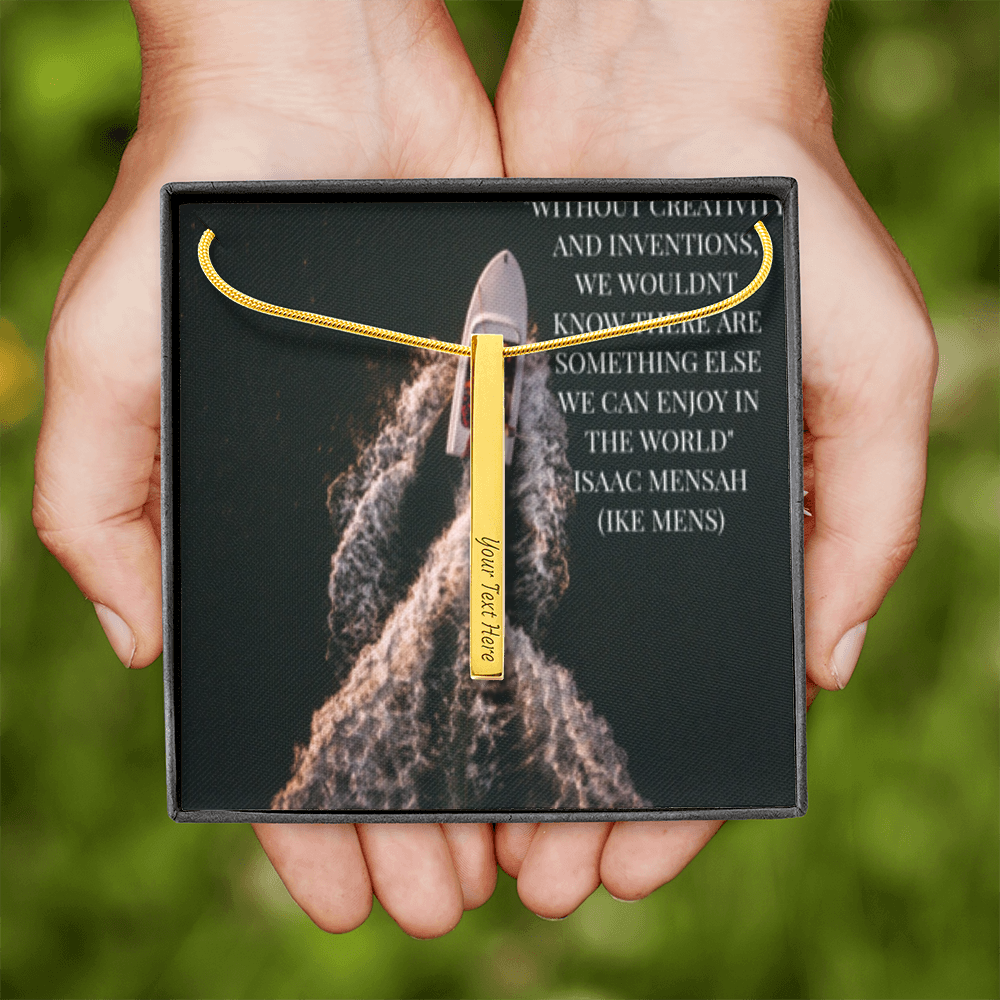 IKE MENS Quote 2 sided Vertical Stick Necklace