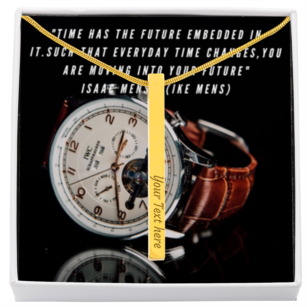 IKE MENS QUOTE 2SIDED VERTICAL STICK NECKLACE