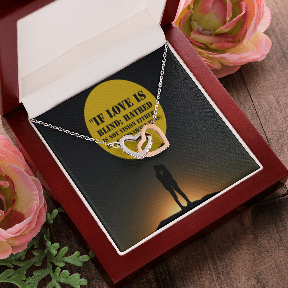 IKE MENS QUOTE INTERLOCKING HEARTS NECKLACE