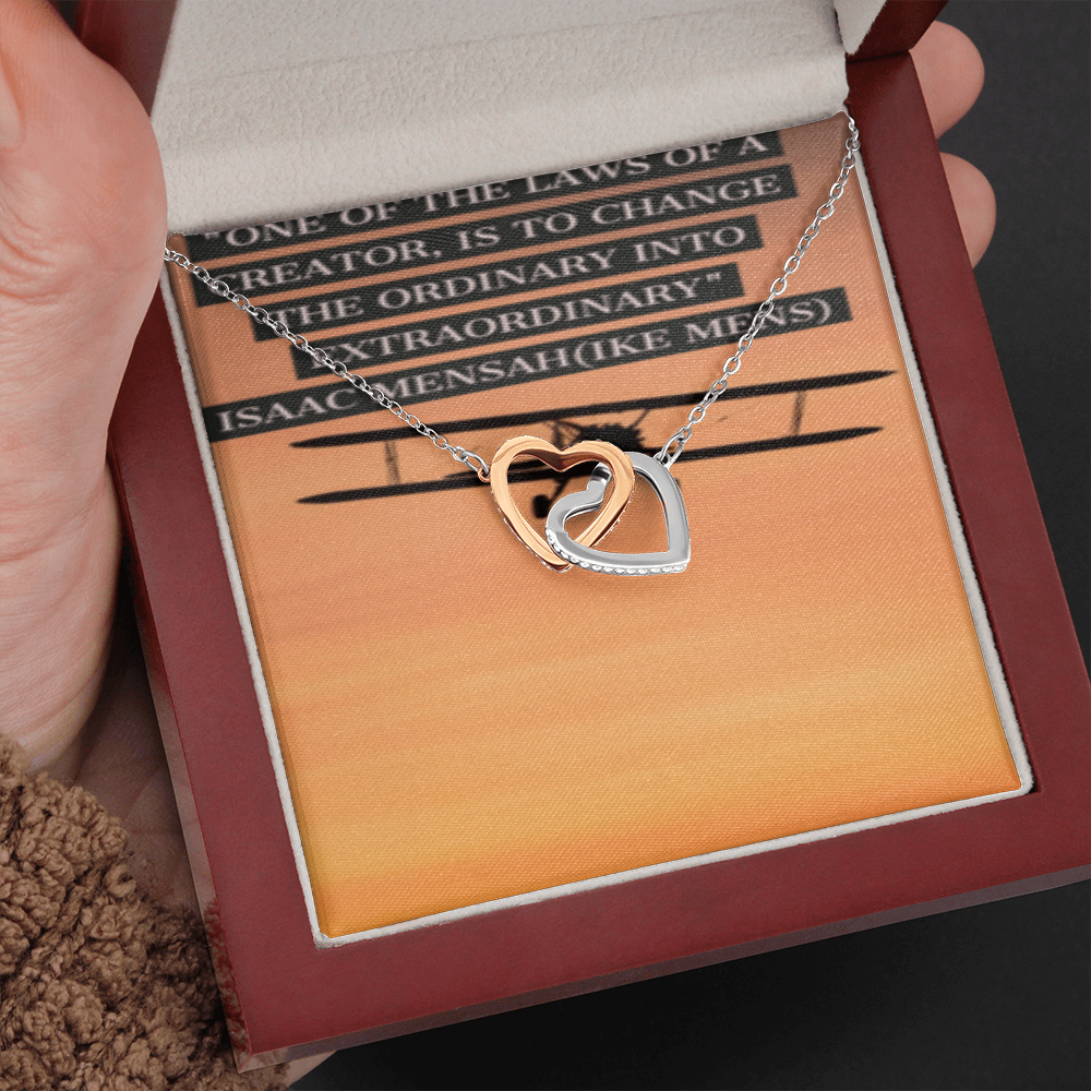 IKE MENS Quote Interlocking Two Hearts Necklace