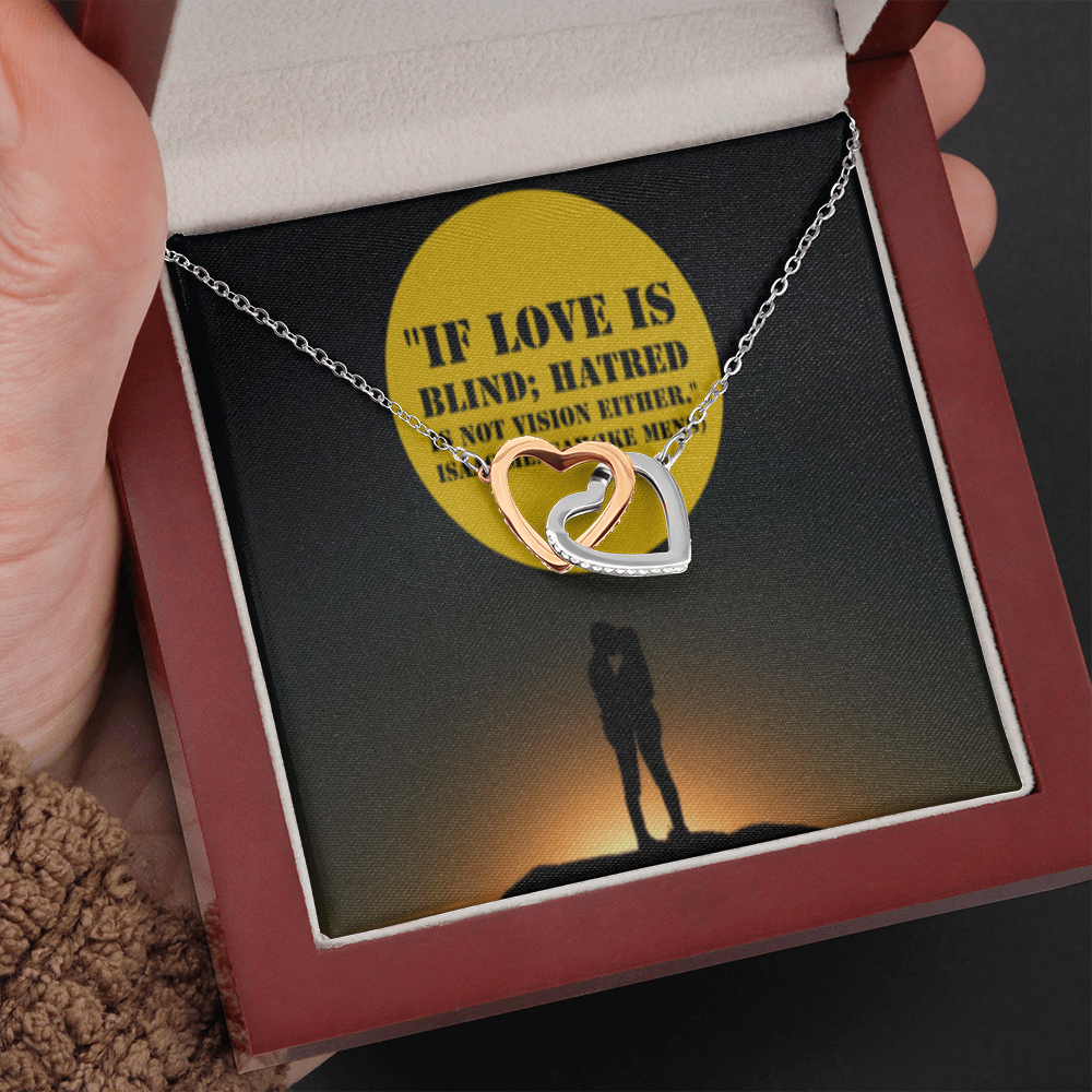 IKE MENS QUOTE INTERLOCKING HEARTS NECKLACE
