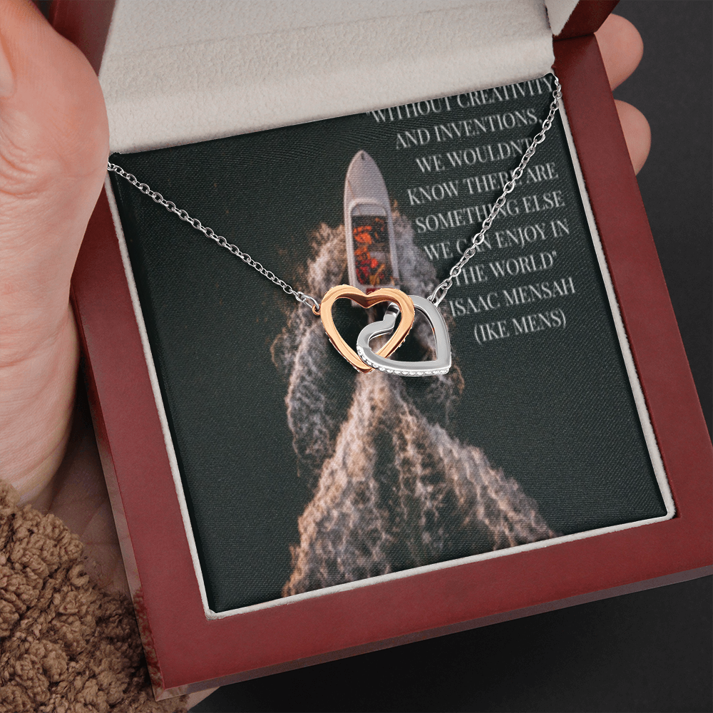 IKE MENS QUOTE INTERLOCKING HEARTS NECKLACE