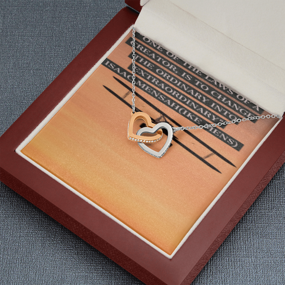 IKE MENS Quote Interlocking Two Hearts Necklace