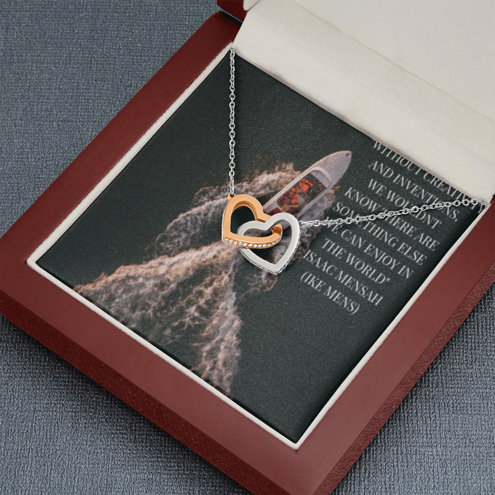 IKE MENS QUOTE INTERLOCKING HEARTS NECKLACE