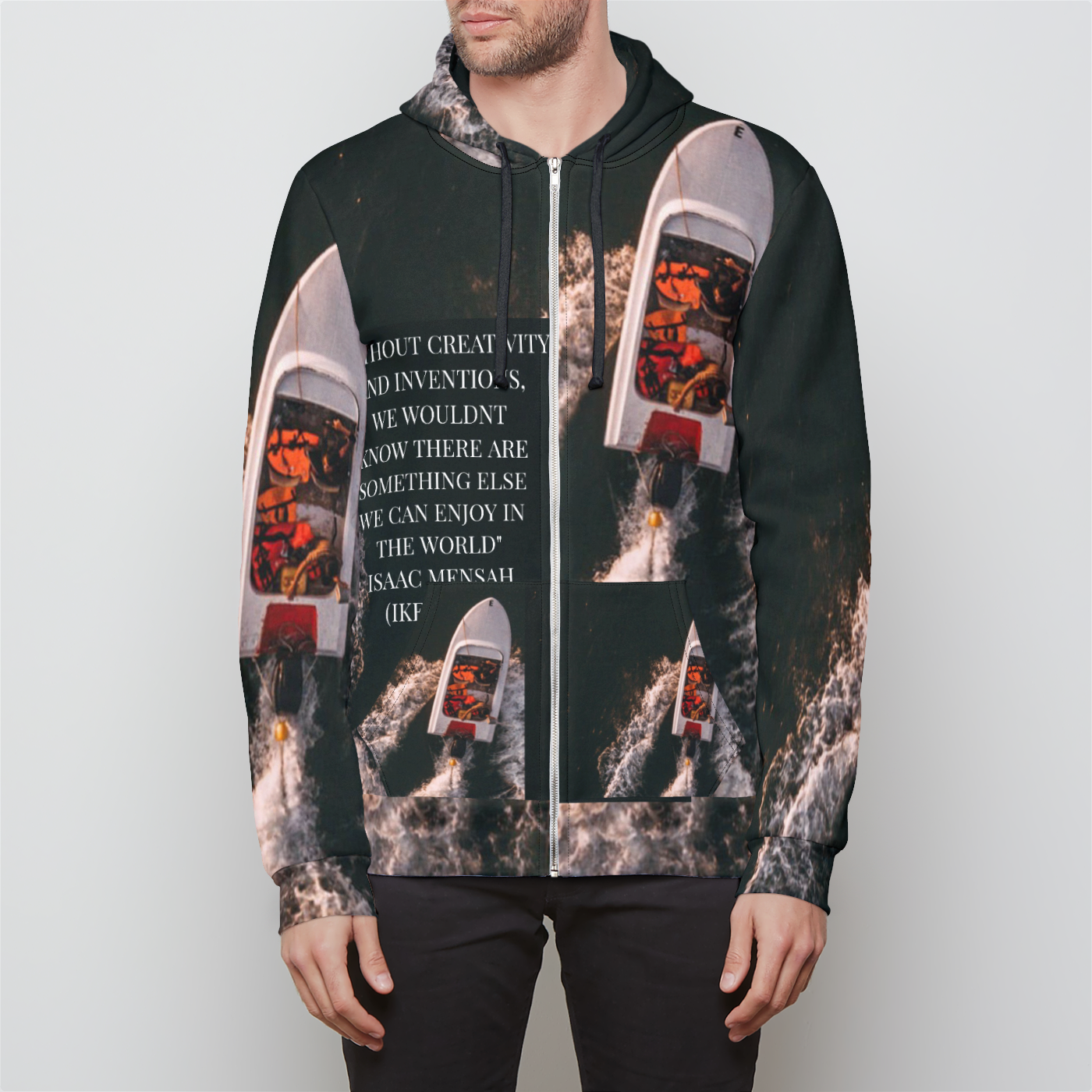 IKE MENS QUOTE  Unisex Relaxed Zip Hoodie