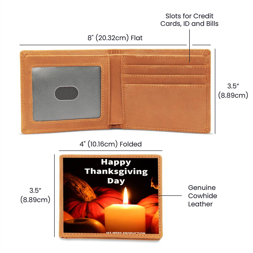 HAPPY THANKSGIVING DAY GRAPHIC LEATHER WALLET