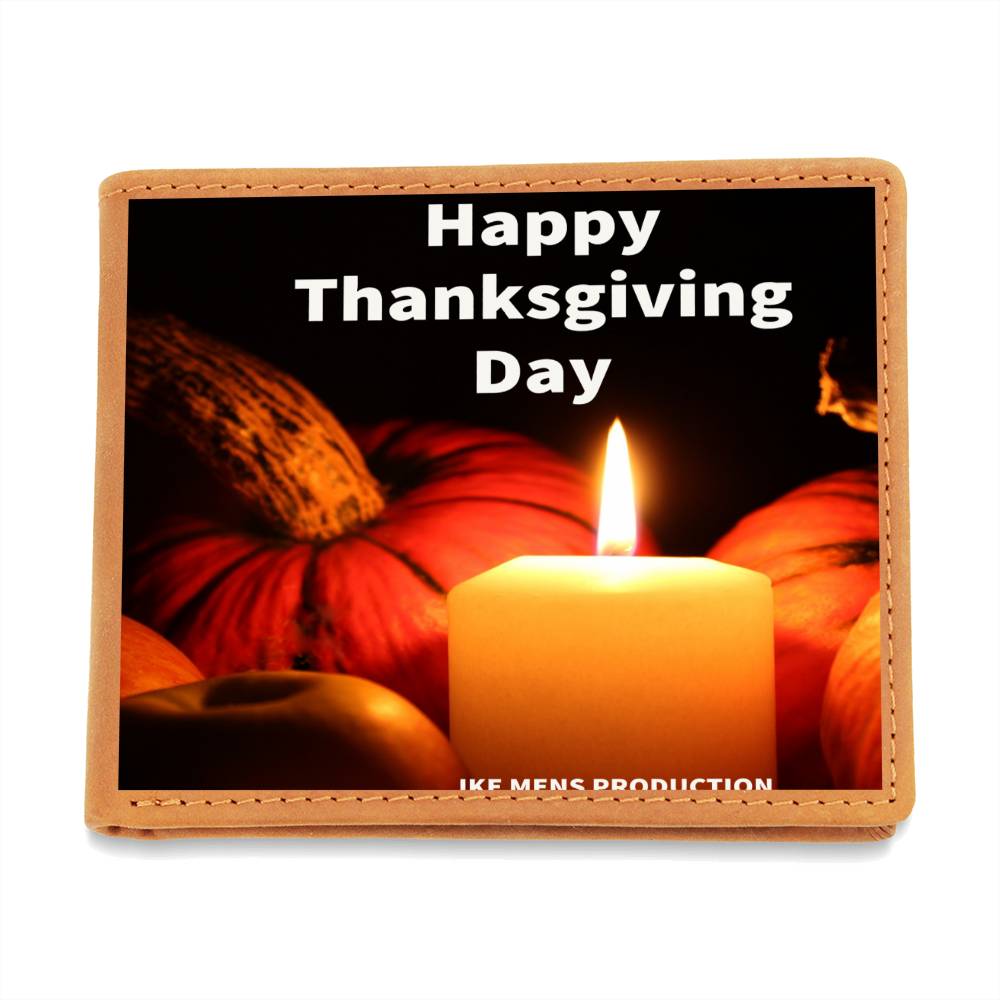 HAPPY THANKSGIVING DAY GRAPHIC LEATHER WALLET
