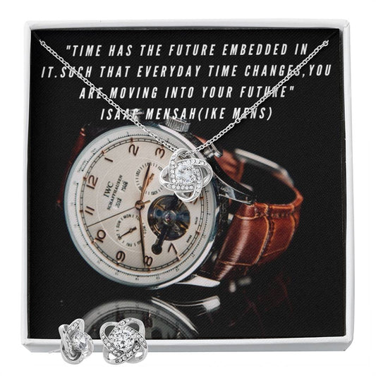 IKE MENS Quote Love Knot Earring & Necklace Set