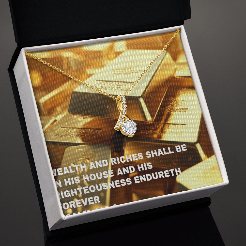 WEALTH AND RICHES SHALL BE IN HIS HOUSE Alluring Beauty Necklace (Yellow & White Gold Variants)
