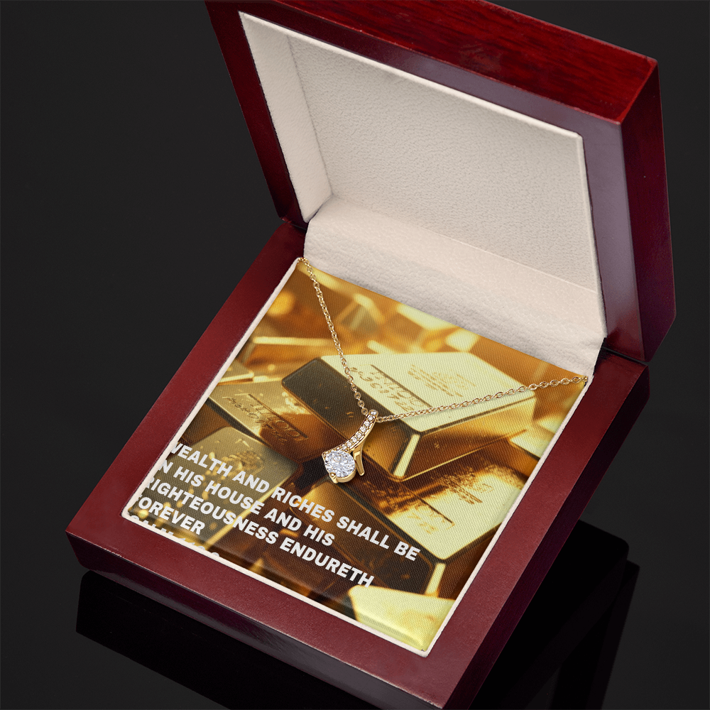 WEALTH AND RICHES SHALL BE IN HIS HOUSE Alluring Beauty Necklace (Yellow & White Gold Variants)