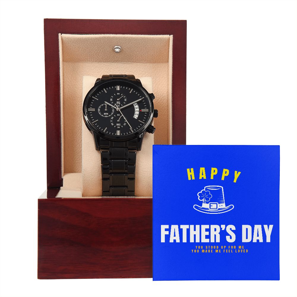 Happy Father's Day Black Chronograph Watch