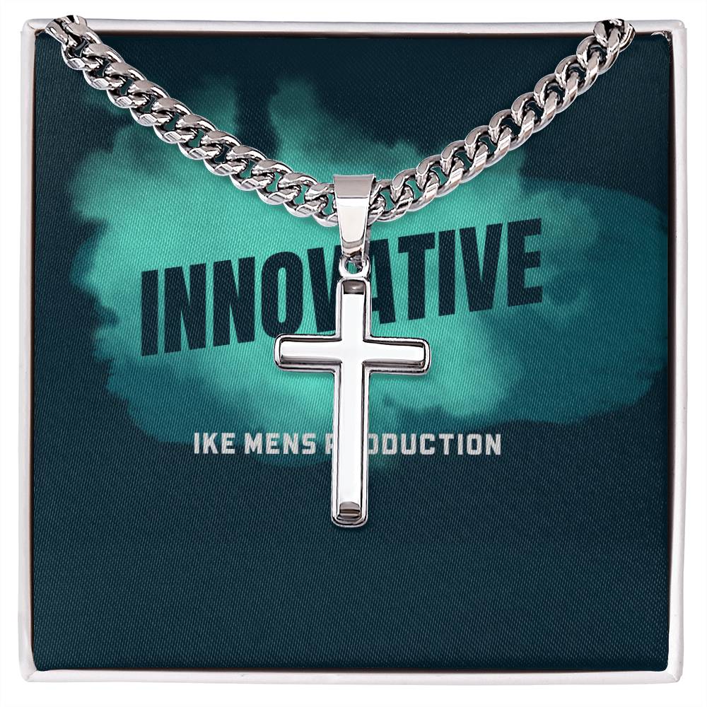 INNOVATIVE  Artisan Cross Necklace on Cuban Chain