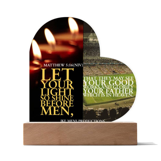 IKE MENS SCRIPTURE COLLAGE ACRYLIC HEART PLAQUE