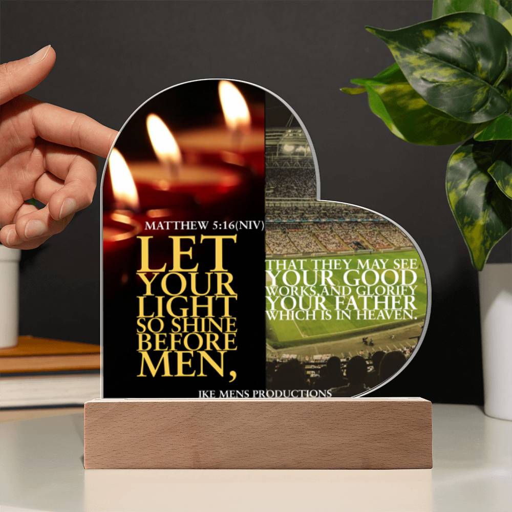 IKE MENS SCRIPTURE COLLAGE ACRYLIC HEART PLAQUE