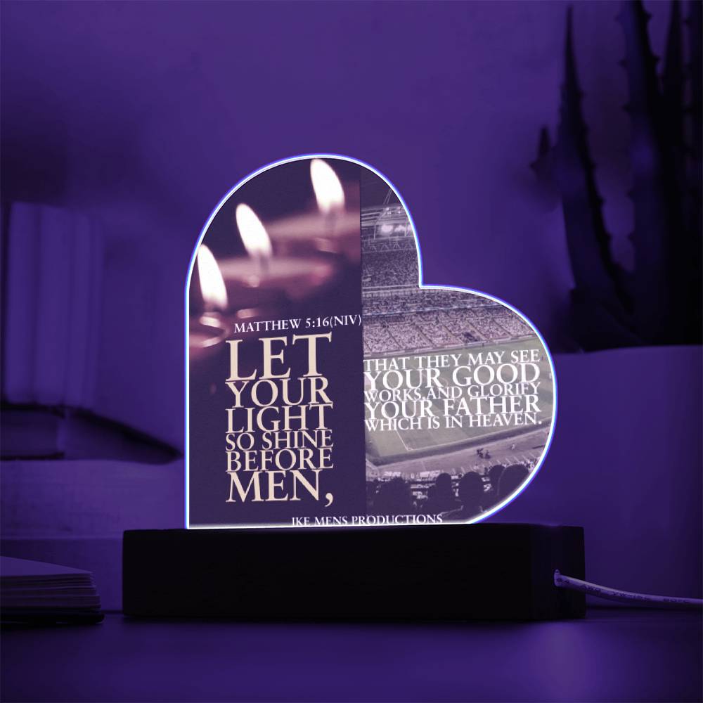 IKE MENS SCRIPTURE COLLAGE ACRYLIC HEART PLAQUE