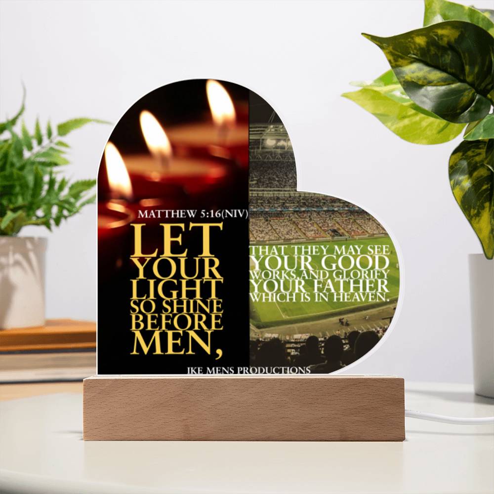 IKE MENS SCRIPTURE COLLAGE ACRYLIC HEART PLAQUE