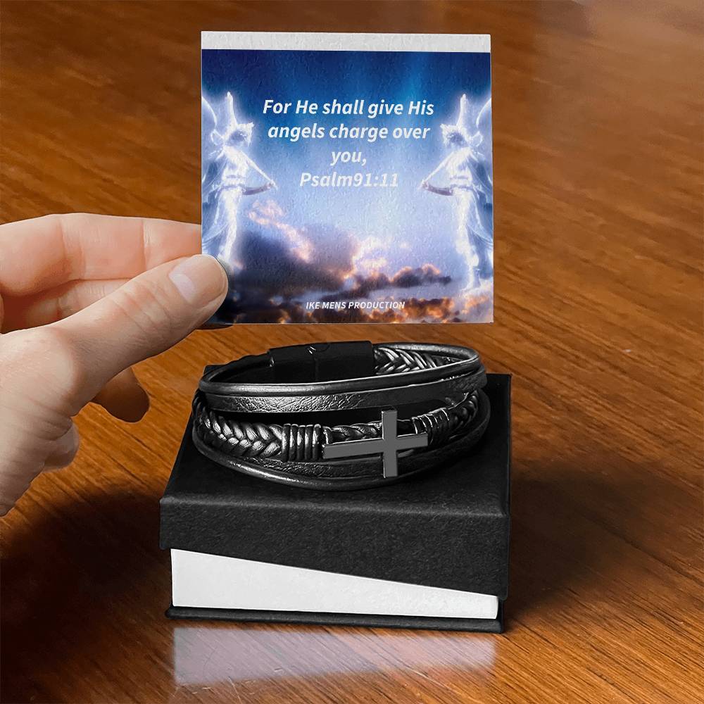 IKE MENS SCRIPTURE COLLAGE  MENS'S CROSS BRACELET