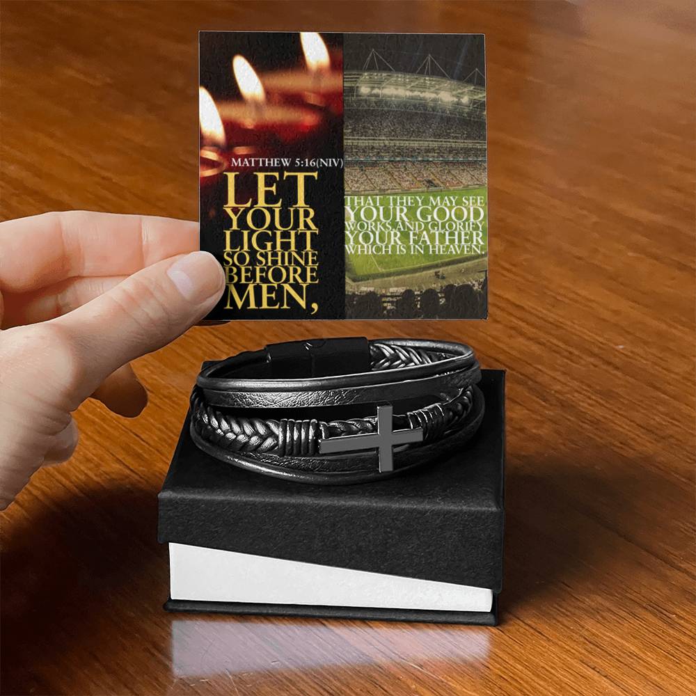 IKE MENS SCRIPTURE COLLAGE  MENS'S CROSS BRACELET
