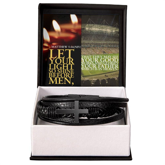 IKE MENS SCRIPTURE COLLAGE  MENS'S CROSS BRACELET
