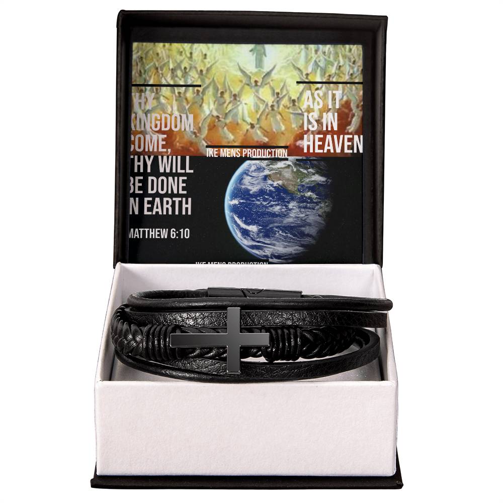 IKE MENS SCRIPTURE COLLAGE  MENS'S CROSS BRACELET