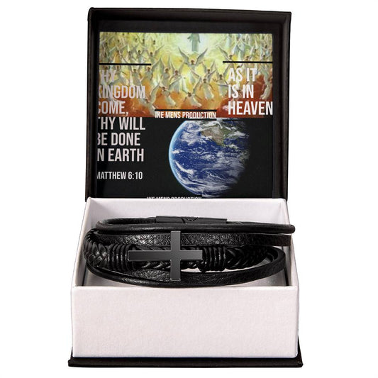 IKE MENS SCRIPTURE COLLAGE  MENS'S CROSS BRACELET