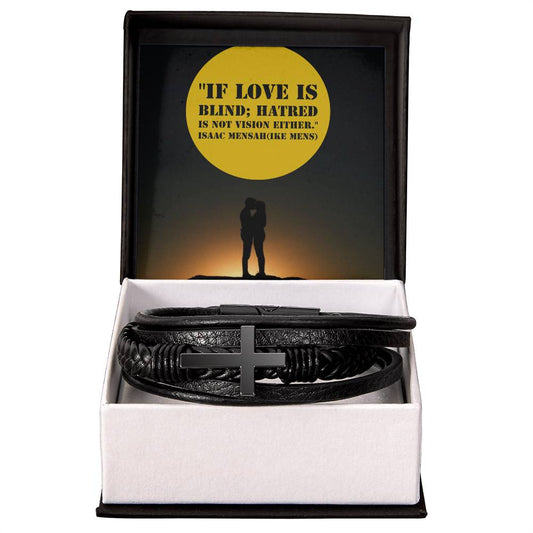 IKE MENS  QUOTE MENS CROSS LEATHER BRACELET