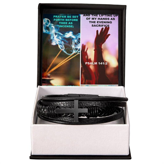 IKE MENS SCRIPTURE COLLAGE  MENS'S CROSS BRACELET