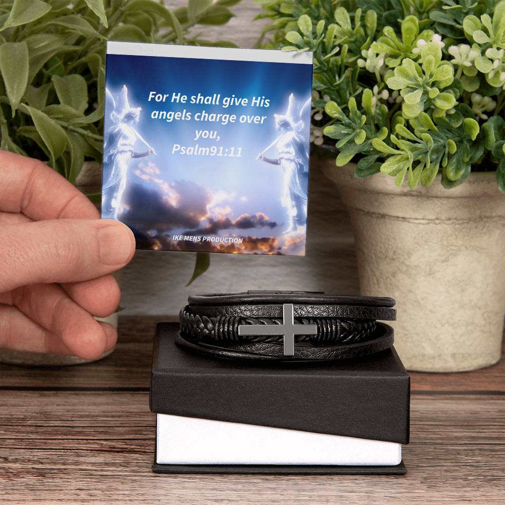 IKE MENS SCRIPTURE COLLAGE  MENS'S CROSS BRACELET