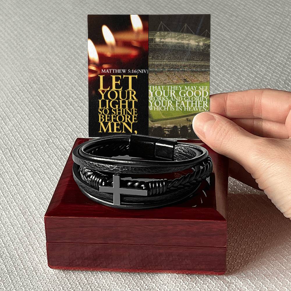 IKE MENS SCRIPTURE COLLAGE  MENS'S CROSS BRACELET