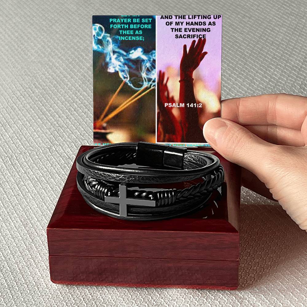 IKE MENS SCRIPTURE COLLAGE  MENS'S CROSS BRACELET